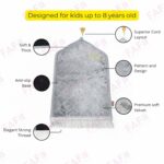 FAF Custom Baby Janamaz Prayer Mat | Customized Kids Islamic Prayer Rug for Boy & Girl (1 to 10) | Soft Thick Namaz Mat, Portable Travel Janemaaz | Mussalla for Home, Mosque, Hajj & Umrah (Grey) - Image 5