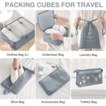 10 Pcs Travel Organizer Pouch Packing Cubes for Clothes Space Savers Bags Cosmetics/Underwear/Socks/Shoes Toiletry Bag Laundry Organiser (Grey) - Image 4