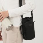 Nylon Sports Water Bottle Holder with Shoulder Strap - Durable Insulated Bottle Carrier for 32oz Bottles - Ideal for Hiking and Sports with Multifunctional Front Pocket (Black) - Image 6