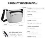 Waterproof Nylon Small Waist Bag for Men & Women | Convertible Crossbody Shoulder Bag with Adjustable Strap, 3 Pockets & Inner Divider | Stylish Travel Fanny Pack for Outdoor, Gym. (Light Grey) - Image 3