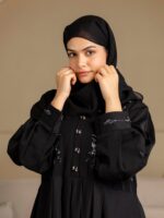 TRENDMALLS Women's Satin Black Abaya Burqa with Hijab Islamic Wear with Hand Work Embroidery Work Full Length Loose Fit Burqa - Image 8