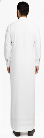 Men's White Jubba Kurta, Saudi Style, Wedding, Traditional Islamic Thobe with Chest Pocket Full Sleeve - Image 4