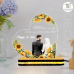 Personalized LED Acrylic Lamp with Custom Names, Islamic Art, Muslim Couple, Floral Design, Romantic Light for Anniversary, Wedding, Nikah & Valentine’s Gift Home Décor (5.5x5.5 Inch) - Image 3