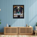 Makkah Madina Photo Frame 8x10 Inch | Islamic Wall Art Kaaba and Masjid An Nabawi Night View | Decorative Muslim Home Décor with Black Wooden Frame-NR-62 - Image 3