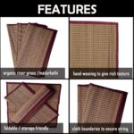 Handmade Korai Pai Kusha Grass Pooja Aasan Sitting Floor Rectangular Mats Maroon -Set Of 2 Pcs - Image 4