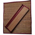 Handmade Korai Pai Kusha Grass Pooja Aasan Sitting Floor Rectangular Mats Maroon -Set Of 2 Pcs - Image 5