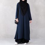 Two Pieces Abaya Dress with Zip On Front made with Nida Matte Fabric - Knee length Burqa for Women and Girls - Image 3