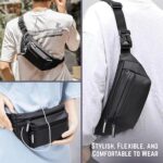 Panchhi Store Waist Bag for Men Side Bag 2 Zip Pockets Fanny Pack Fashion Waist Packs with Adjustable Belt - Travel Essentials Side Bag with Headphone Hole and Reflective Strip for Outdoor Sport - Image 3