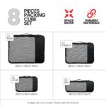 FATMUG Packing Cubes Travel Pouch Bag Organiser Set of 8 (2 x Large, Medium, Small and Slim) - Black(Polyester) - Image 3