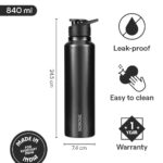 Borosil 840 ml Hydra Sipfresh Galaxy Stainless Steel Water Bottle | ISI Certified, Made in India | Single Wall, Leakproof| Bottle for Office, School, College & Gym | 1 Year Warranty | Black - Image 4