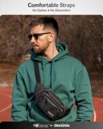 GoTrippin by Destinio Waist Bags for Men Women- Premium Stitching, Branded Zippers, Waterproof Pocket, RFID Safe- Large Fanny Pack for Hiking Travel, Money Belt (Polyester, Black) - Image 3