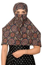 Scarf Face Cover Mask Sun Protection Hair,Head, Neck, Nose Safety Head Wrap Scarf For Women Girls Daily Use Dupatta Hijab Double Layer Cotton Printed Kalamkari - Image 3