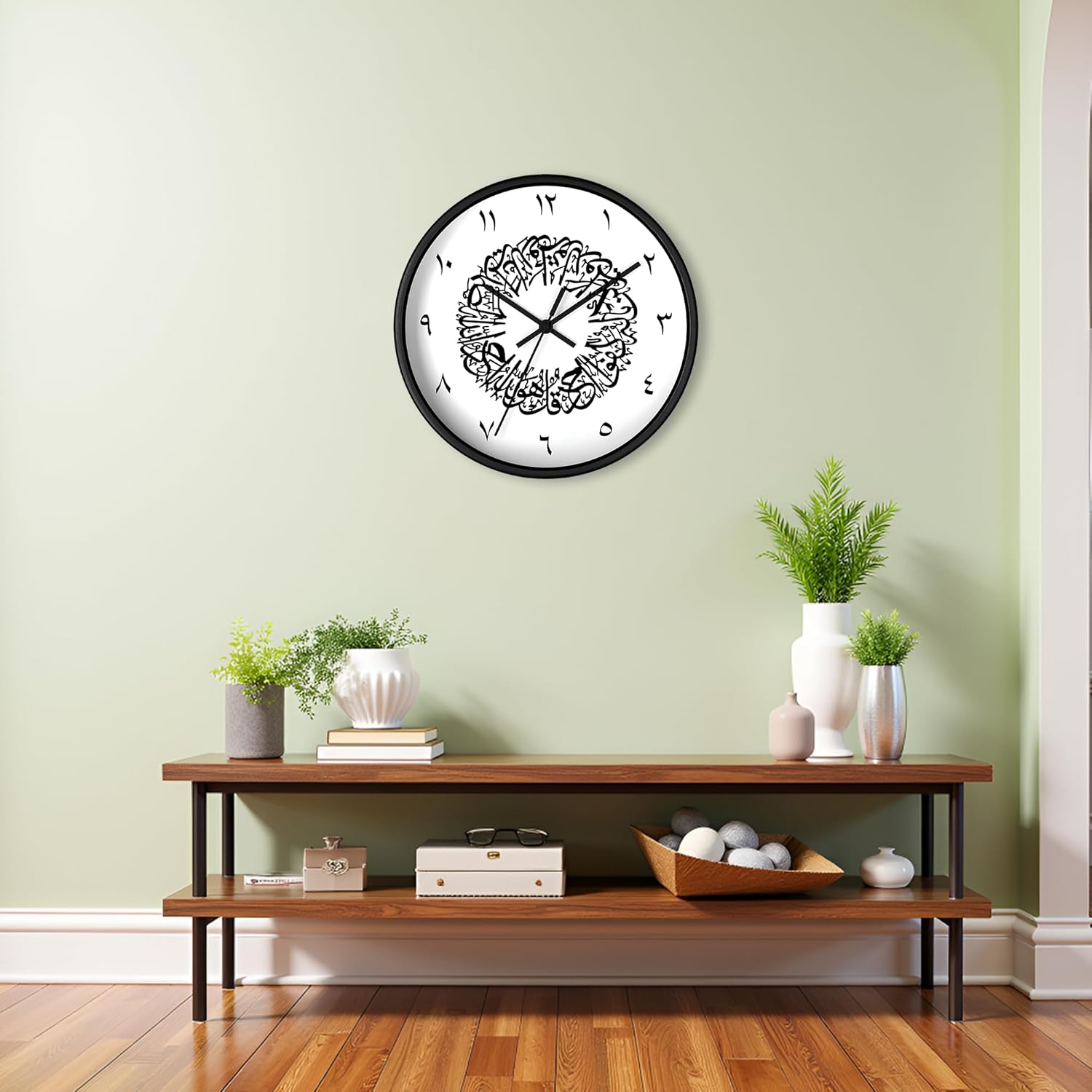 Auromin Surah Al Ikhlas Glass Islamic Wall Clock for Living Room | Muslim Arabic Calligraphy Wall Watch Big Size for Home Decor | Islamic Decorative Item, Gift for Muslims & Housewarming - Image 8