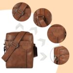 NFI essentials Leather Sling Bag for Men Crossbody Hand Bag Chest Sling Bag Side Shoulder Bag Stylish Travel Leather Slings Corporate Gift Item Passport Sling Messenger Office Side Bag (Tan) - Image 4