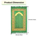Kuber Industries 28x44 Inch Velvet Janamaz/Meditation/Prayer Mat for Muslim Namaz | Soft & Foldable Mihrab Mark Islamic Prayer Rug | Green - Image 3