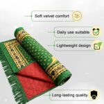 Kuber Industries 28x44 Inch Velvet Janamaz/Meditation/Prayer Mat for Muslim Namaz | Soft & Foldable Mihrab Mark Islamic Prayer Rug | Green - Image 6