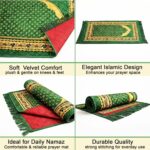Kuber Industries 28x44 Inch Velvet Janamaz/Meditation/Prayer Mat for Muslim Namaz | Soft & Foldable Mihrab Mark Islamic Prayer Rug | Green - Image 7
