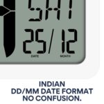 Large Digital Wall Clock 14 Inch - Battery Operated (No Wires), Big Display with Alarms, Day & Date (Indian Format), Room Temperature -Plastic,White - Image 3