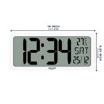 Large Digital Wall Clock 14 Inch - Battery Operated (No Wires), Big Display with Alarms, Day & Date (Indian Format), Room Temperature -Plastic,White - Image 7