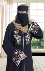 Black Abaya Embroidery Work Burqa For Women Elegant Modest Islamic Naqab Stylish Dubai Abaya Wear Full Length Islamic Wear - Image 4