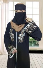 Black Abaya Embroidery Work Burqa For Women Elegant Modest Islamic Naqab Stylish Dubai Abaya Wear Full Length Islamic Wear - Image 5