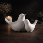 Ceramic Golden Bird Figurines Set of 2 | Decorative Blessing Bird Showpieces for Living Room, Bedroom, Office Desk & Display Cabinets (White) - Image 5