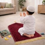 HADIYAH Kids Dome Design Premium Janamaz | Prayer Mat with Name Customisation Option | Soft Velvet Prayer Rug | Maroon - Image 3
