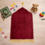HADIYAH Kids Dome Design Premium Janamaz | Prayer Mat with Name Customisation Option | Soft Velvet Prayer Rug | Maroon - Image 4