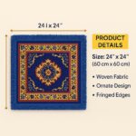 Blessberries Velvet Pooja Mat 24x24 Inch | Printed Square Prayer Mat for Home Mandir | Soft & Durable Aasan for Puja Traditional Floor Mat for Temple Use | (Blue, Pack of 1) - Image 3