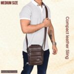 Pramadda Pure Luxury Tourister Leather 9 inch Sling Bag For Men | Chest Crossbody Side Beg | Mobile Passport Document Sling Travel Pouch waterproof | corporate gift item. - Image 5