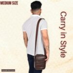 Pramadda Pure Luxury Tourister Leather 9 inch Sling Bag For Men | Chest Crossbody Side Beg | Mobile Passport Document Sling Travel Pouch waterproof | corporate gift item. - Image 7