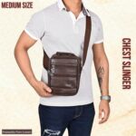 Pramadda Pure Luxury Tourister Leather 9 inch Sling Bag For Men | Chest Crossbody Side Beg | Mobile Passport Document Sling Travel Pouch waterproof | corporate gift item. - Image 8