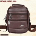 Pramadda Pure Luxury Tourister Leather 9 inch Sling Bag For Men | Chest Crossbody Side Beg | Mobile Passport Document Sling Travel Pouch waterproof | corporate gift item. - Image 10