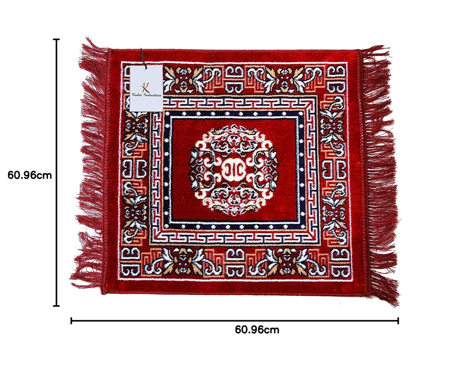 Kuber Industries (Set of 4) Traditional Asana for Puja - Soft Velvet Aasan for Pooja | Prayer | Sitting | Meditation - Small Carpet Mat Rug for Floor - Maroon Color - Image 4
