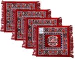 Kuber Industries (Set of 4) Traditional Asana for Puja - Soft Velvet Aasan for Pooja | Prayer | Sitting | Meditation - Small Carpet Mat Rug for Floor - Maroon Color - Image 5
