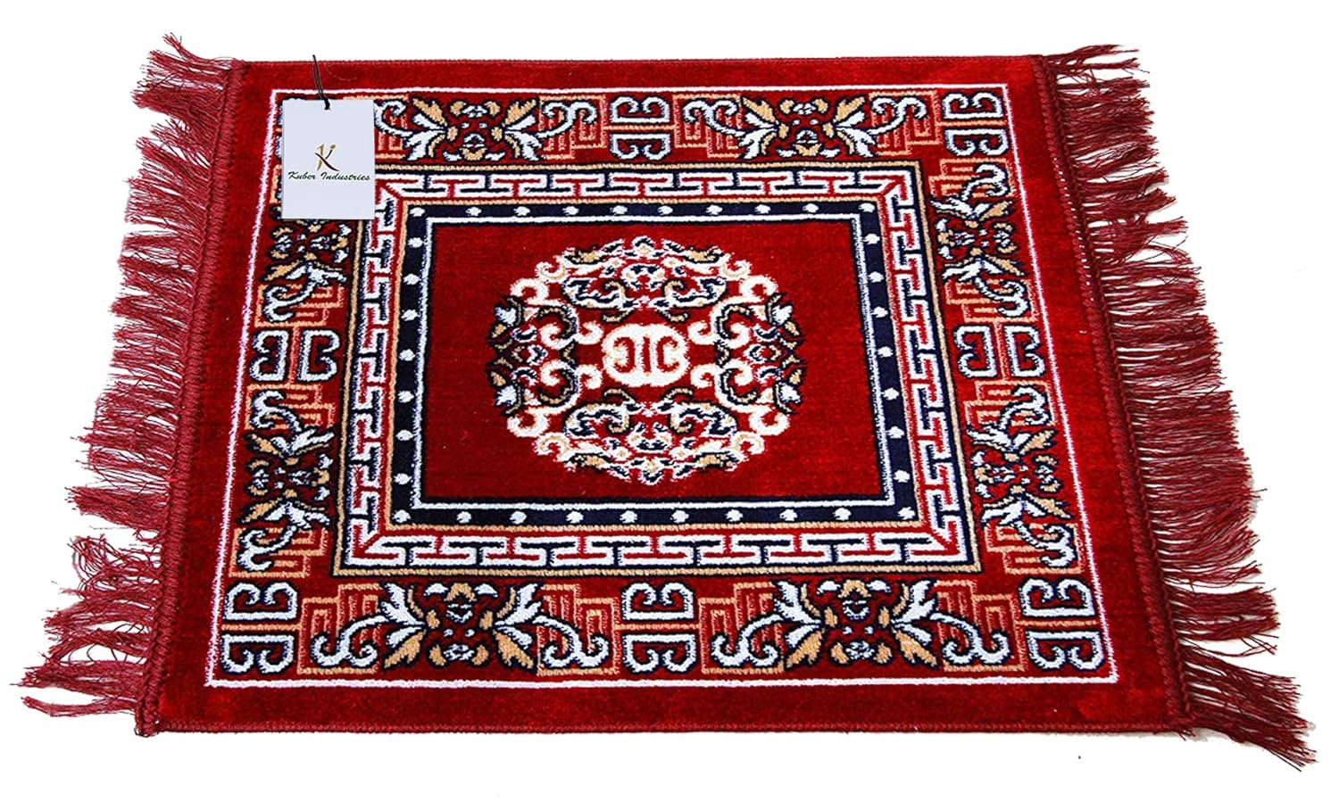 Kuber Industries (Set of 4) Traditional Asana for Puja - Soft Velvet Aasan for Pooja | Prayer | Sitting | Meditation - Small Carpet Mat Rug for Floor - Maroon Color - Image 5