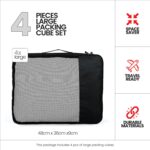 FATMUG Polyester Packing Cubes Travel Pouch Bag Suitcase Luggage Organiser (Set of 4, Size- Large, Black), 36 cm, 9 cm - Image 3