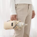 Nylon Sports Water Bottle Holder with Shoulder Strap - Durable Insulated Bottle Carrier for 32oz Bottles - Ideal for Hiking and Sports with Multifunctional Front Pocket (Baige) - Image 4