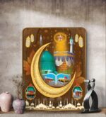 Livin'luxe Kaaba Madina Islamic Wall Painting with Crescent Moon | Golden Frame Sparkle Laminated MDF Art | Muslim Religious Painting for Home Decor Prayer Room (13 x 19 Inch) MG01-36024 - Image 4
