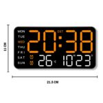 Sehaz Artworks Digital Alarm Clock for Living Room Stylish | Electric Digital Wall Clock for Hall |Table Clock for Home |Alarm Clock for Heavy Sleepers |Alarm Clock for Bedroom |Digital Watch - Orange - Image 4
