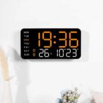Sehaz Artworks Digital Alarm Clock for Living Room Stylish | Electric Digital Wall Clock for Hall |Table Clock for Home |Alarm Clock for Heavy Sleepers |Alarm Clock for Bedroom |Digital Watch - Orange - Image 5