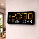 Sehaz Artworks Digital Alarm Clock for Living Room Stylish | Electric Digital Wall Clock for Hall |Table Clock for Home |Alarm Clock for Heavy Sleepers |Alarm Clock for Bedroom |Digital Watch - Orange - Image 6