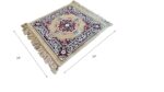 Velvet Fabric elvet Pooja Mat for Sitting On Floor | Comfortable Eating Aasan for Home | Decorative Sitting Mat for Meditation & Mandir | Floral - Purple & Beige - Image 3