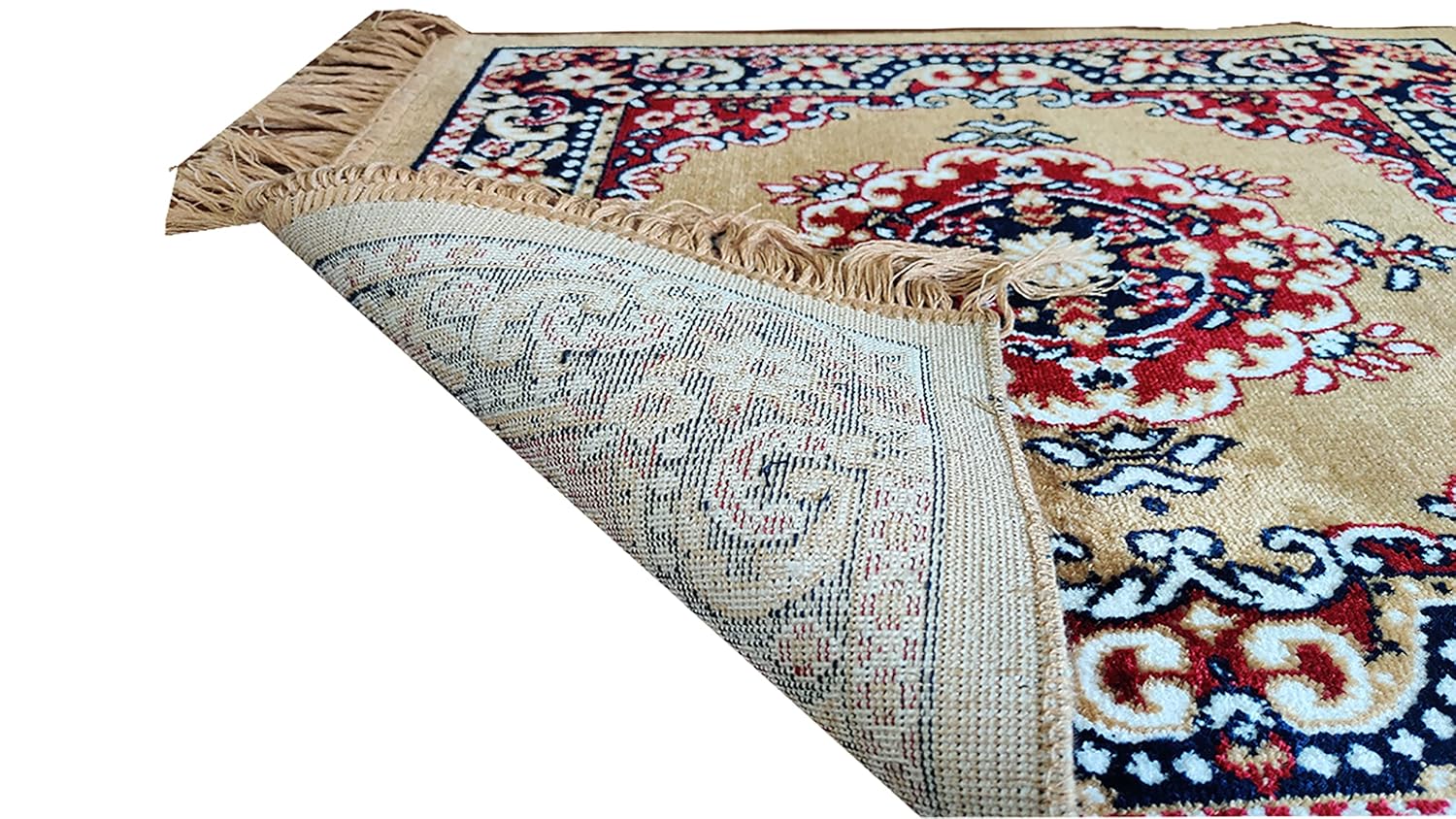 Velvet Fabric elvet Pooja Mat for Sitting On Floor | Comfortable Eating Aasan for Home | Decorative Sitting Mat for Meditation & Mandir | Floral - Purple & Beige - Image 3