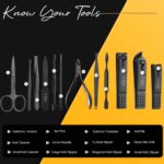 Beauté Secrets Essentials Manicure Set Nail Clippers, Stainless Steel Nail Scissors Grooming Kit, Acne needle, Blackhead Tool Leather Travel Case (Yellow) - Image 3
