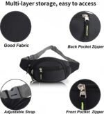 Waist Bags for Men & Women- Premium Stitching, Branded Zippers, Waterproof Pocket, RFID Safe- Large Fanny Pack for Hiking Travel,Cycling,Money Belt (Black) - Image 3