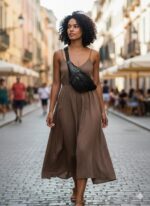 K London Stylish Real Leather Black Waist Bag for Men & Women | Multi-Pocket Travel Fanny Pack with Adjustable Strap | Stylish Black Waist Pouch for Travel, Hiking, Outdoor & Daily Use - Image 4