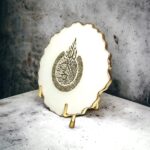 Handcrafted Resin Ayatul Kursi Photo Frame with Metal Stand, Perfect for Eid, Ramadan, Weddings, Home Decor, Housewarming Gifts | White Finish | 6 Inch | Set of 1, Round, Tabletop - Image 3