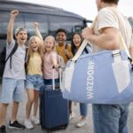 Wazdorf Nylon Travel Duffel Bag for Men & Women, Lightweight Waterproof Weekender with Shoe Compartment, Wet Dry Pocket, Luggage Strap, Phone Holder, Gym Bag for Men, Fitness, Yoga (Blue) - Image 6