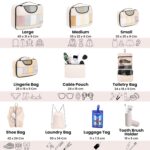 Set of 10 Packing Cubes with Luggage Tag and Toothbrush Holder, Travel Organizer Bags for Luggage, Suitcase Organizer for Clothes, Shoes, and Lingerie | Model 2.0 – Beige - Image 3